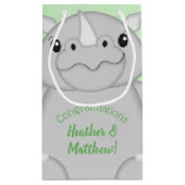 Petit Sac Cadeau Rhino Baby shower vert (Dos)