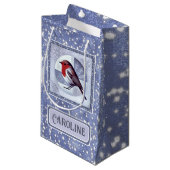 Petit Sac Cadeau Robin Festif Personnalisé Design de Noël (Devant Angle)