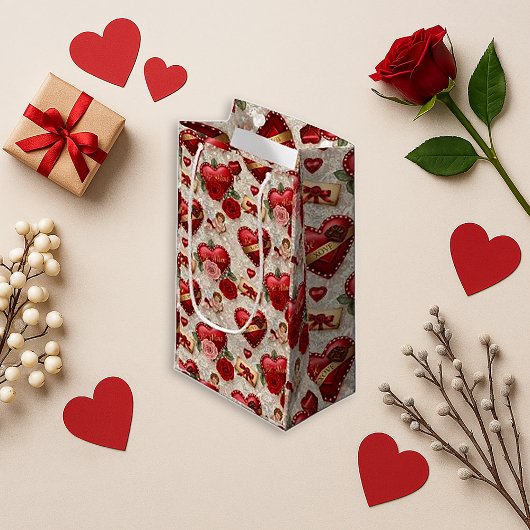 Petit Sac Cadeau Romantic Red Heart Valentine 