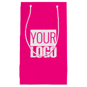 Petit Sac Cadeau Rose Chaud - ajouter un logo gras  (Devant)