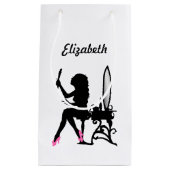 Petit Sac Cadeau Rose chic et femme de couleur de silhouette de (Devant)