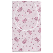 Petit Sac Cadeau Rose d'arrière - plan de nounours (Dos)