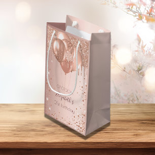 Petit Sac Cadeau Rose de fête d'anniversaire blush parties scintill