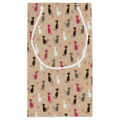 Petit Sac Cadeau rose de motif de chats (Dos)