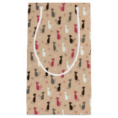 Petit Sac Cadeau rose de motif de chats (Devant)