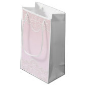 Petit Sac Cadeau Rose, dentelle blanche, religieuse (Dos Angle)