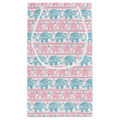 Petit Sac Cadeau Rose et motif ethnique turquoise d'éléphant (Dos)