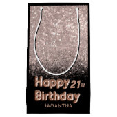 Petit Sac Cadeau Rose Gold & Black Parties scintillant Joyeux Anniv (Devant)