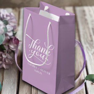 Petit Sac Cadeau Rose lilas Merci Mariage minimal