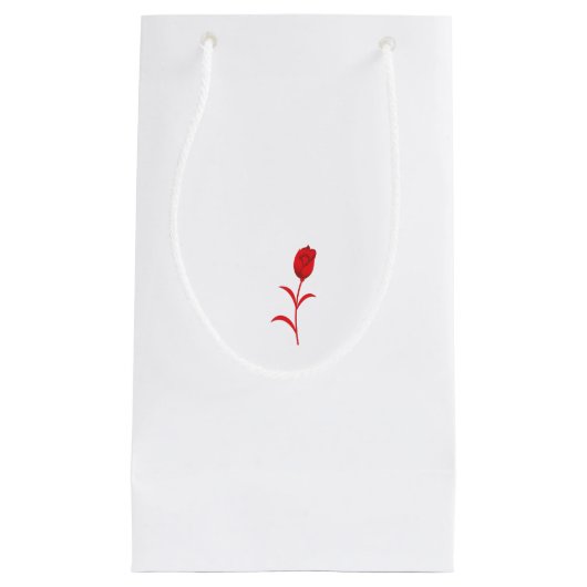 Petit Sac Cadeau Rose Madder, Rouge lave, design floral (Devant)