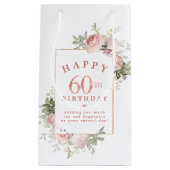 Petit Sac Cadeau Rose rose pâle or 60e anniversaire (Devant)