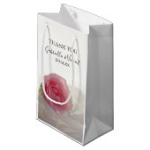 Petit Sac Cadeau Rose rose sur Merci Mariage blanc (Devant Angle)