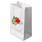 Petit Sac Cadeau Rose rouge et marguerites (Devant Angle)