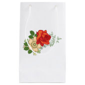 Petit Sac Cadeau Rose rouge et marguerites (Devant)
