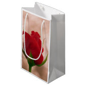 Petit Sac Cadeau Rose rouge simple (Devant Angle)