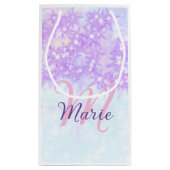 Petit Sac Cadeau Rose violet étoile de parties scintillant monogram (Dos)
