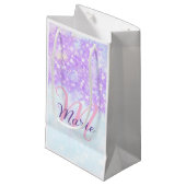 Petit Sac Cadeau Rose violet étoile de parties scintillant monogram (Devant Angle)