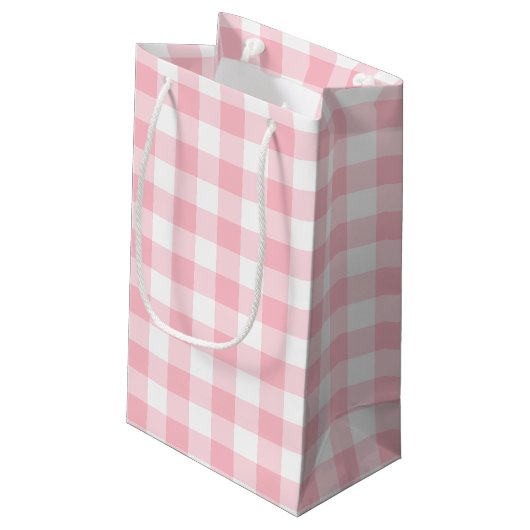 Petit Sac Cadeau Roses et Blancs Gros En vichy chèques (Dos Angle)