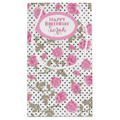 Petit Sac Cadeau Roses roses et Pois noirs Monogrammes (Dos)