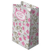 Petit Sac Cadeau Roses roses et Pois noirs Monogrammes (Dos Angle)