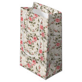 Petit Sac Cadeau Roses roses vintage chic (Devant Angle)