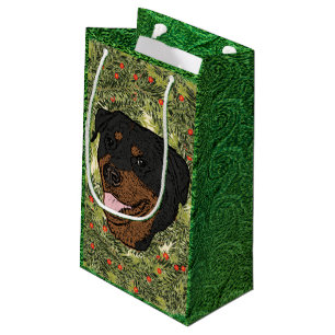 Petit Sac Cadeau Rottweiler Wreath