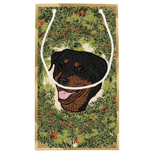 Petit Sac Cadeau Rottweiler Wreath (Dos)