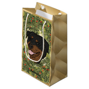 Petit Sac Cadeau Rottweiler Wreath