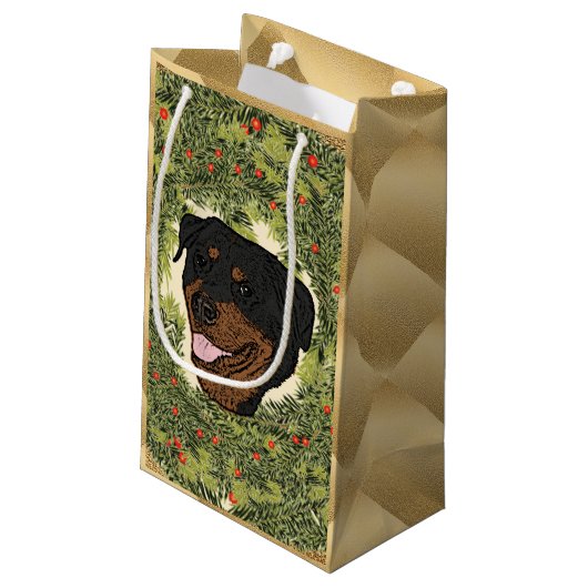 Petit Sac Cadeau Rottweiler Wreath (Dos Angle)