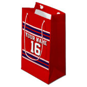 Petit Sac Cadeau Rouge avec Marine White Stripes Team Jersey (Devant Angle)