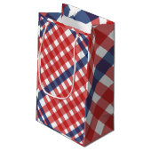 Petit Sac Cadeau Rouge, blanc et bleu En vichy plaid (Dos Angle)