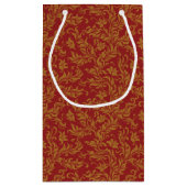 Petit Sac Cadeau Rouge et motif floral d'or (Dos)