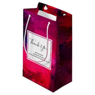 Petit Sac Cadeau Rouge foncé et violet Abstrait Moderne Merci