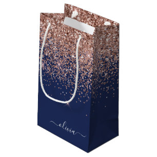Petit Sac Cadeau Rouge Navy Rose Gold Poudré Rose Pailleté Monogram