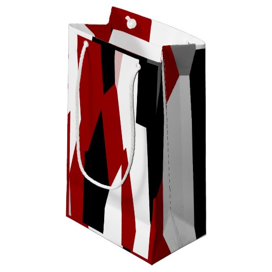 Petit Sac Cadeau Rouge noir et blanc abstrait (Devant Angle)