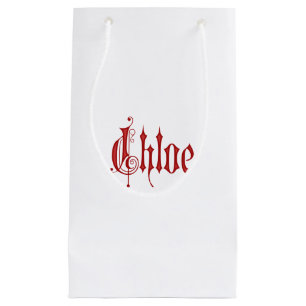 Petit Sac Cadeau Rouge personnalisé de Chloe de parchemin de