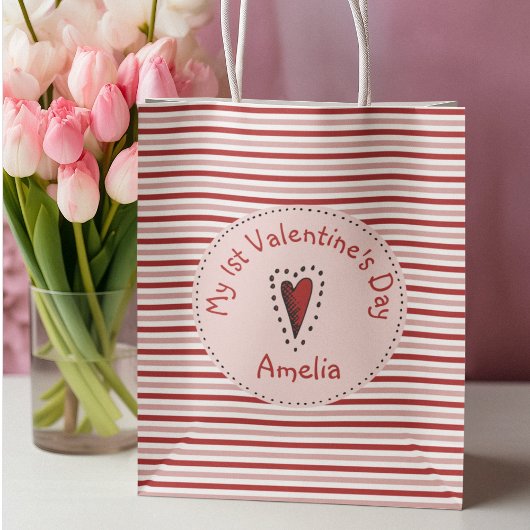 Petit Sac Cadeau Rouge rose et blanc Grandes Bébés Premier Valentin