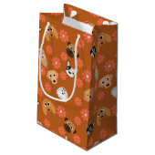 Petit Sac Cadeau Rouille de chiens et de fleurs (Dos Angle)