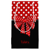 Petit Sac Cadeau Ruban Pois noir, rouge et blanc (Devant)