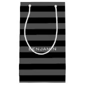 Petit Sac Cadeau Rugby noir et gris avec nom personnalisé (Devant)