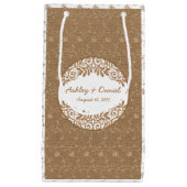 Petit Sac Cadeau Russe Faux Burlap Mariage de dentelle (Devant)