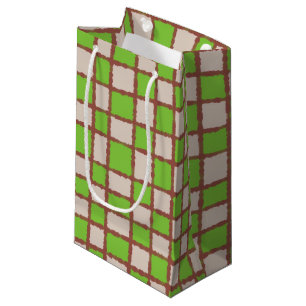 Petit Sac Cadeau Rustique Brown vert À damiers Motif de tableau de 