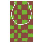 Petit Sac Cadeau Rustique Brown vert À damiers Motif de tableau de  (Dos)