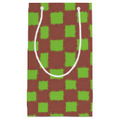 Petit Sac Cadeau Rustique Brown vert À damiers Motif de tableau de  (Devant)