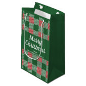 Petit Sac Cadeau Rustique Green Plaid Joyeux Noël (Devant Angle)