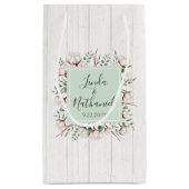 Petit Sac Cadeau Rustique Sud Coton & Bois Ferme Mariage Faveur (Dos)