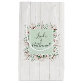 Petit Sac Cadeau Rustique Sud Coton & Bois Ferme Mariage Faveur (Devant)