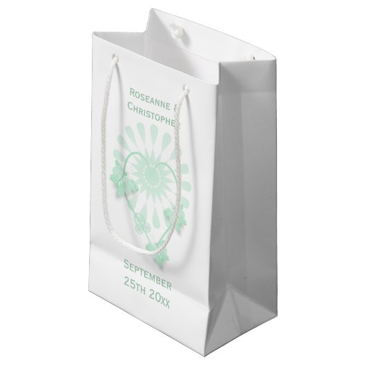 Petit Sac Cadeau Sac-cadeau mariage à menthe poivrée Papillons (Devant Angle)
