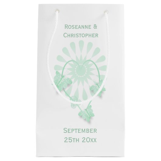 Petit Sac Cadeau Sac-cadeau mariage à menthe poivrée Papillons (Devant)