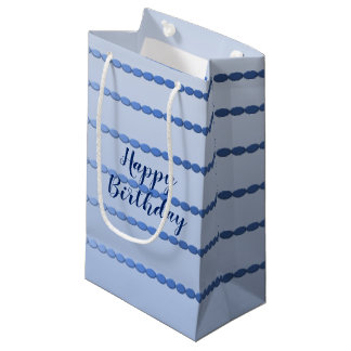 Petit Sac Cadeau Sachet Cadeau Anniversaire Bandes Bleues